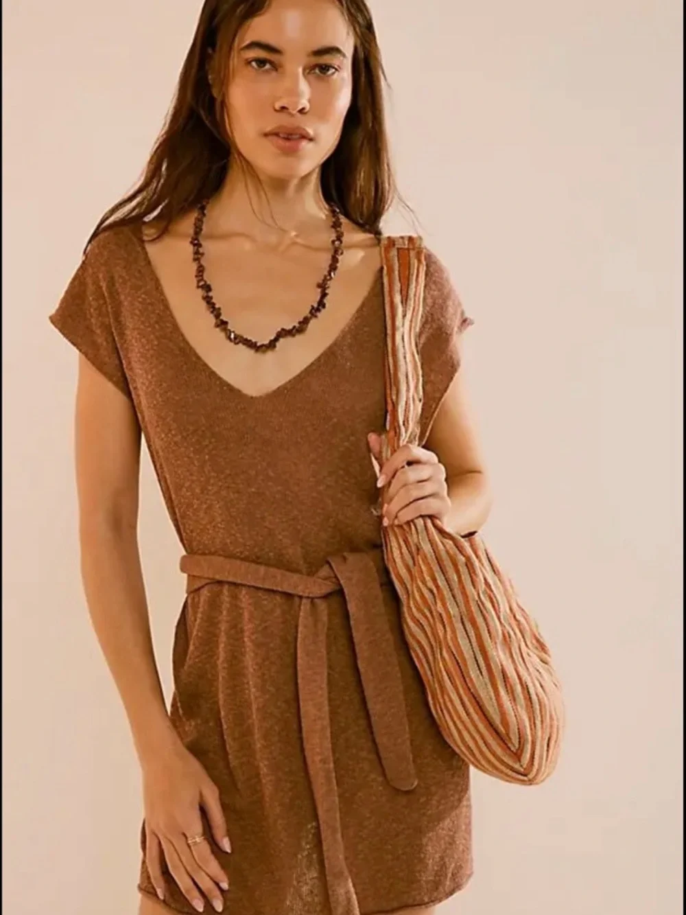 Free People Clarissa Cotton-Linen Sweater Mini Size S Coverup FP Beach - Picture 1 of 10